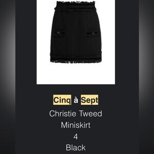 Cinq à Sept Christie Black Tweed Miniskirt, Size 4